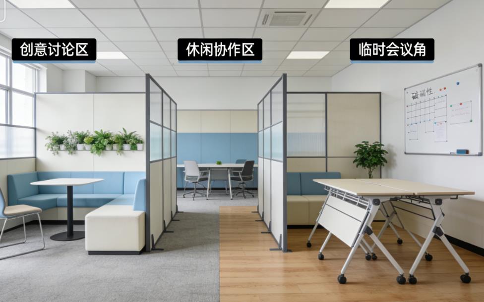 办公室设计以灵活方式设计活  动，员工＊大限度地参与和协作，员工的健康和幸福指数