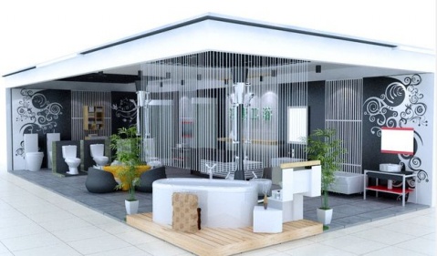 卫浴展厅建材地板门窗门业家具涂料墙纸卫浴专卖店装修设计，五金店设计