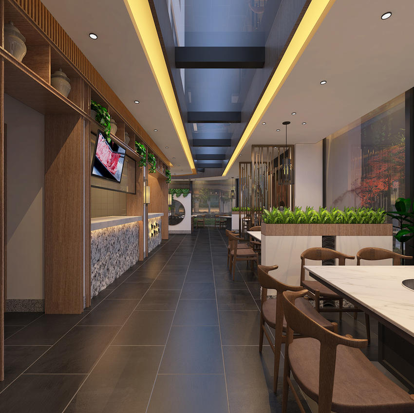 咖啡店奶茶店甜品店餐厅饭店装修效果图商场专柜图纸设计