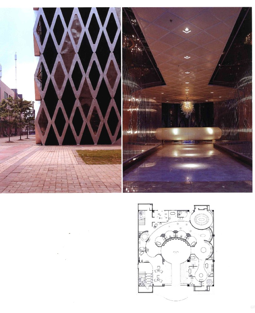 展厅设计师利用几何化的形态与光影 搭配柔和的色彩，为室内空间营造一种时尚简约的氛围